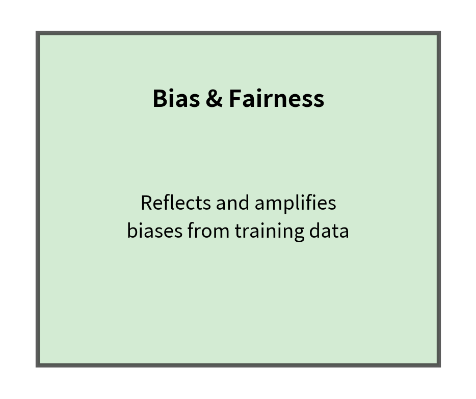 Diagram box for bias and fairness limitation.